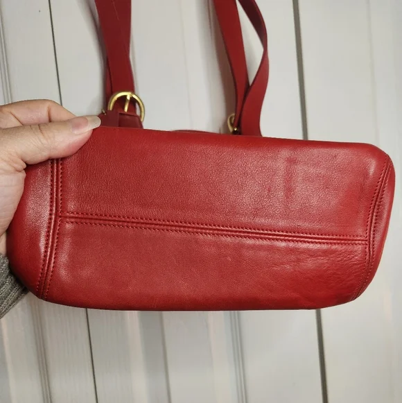 Vintage Coach Red Leather Soho Shoulder Bag #9157 • 90s Legacy Creed Brass - Picture 5 of 12